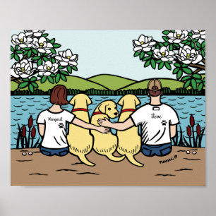 Poster Famille personnalisée du Labrador jaune Brown B co