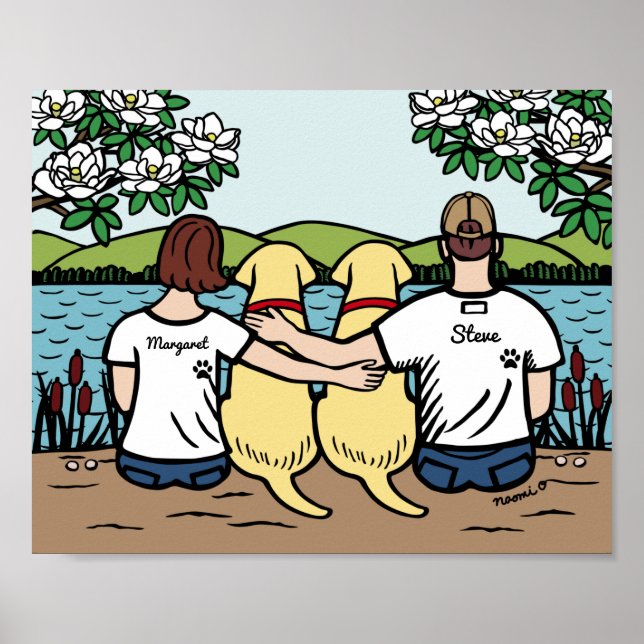 Poster Famille personnalisée du Labrador jaune Brown B co (Devant)