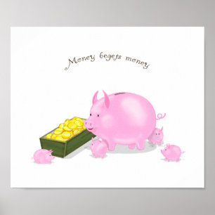 Poster Famille Piggy Bank