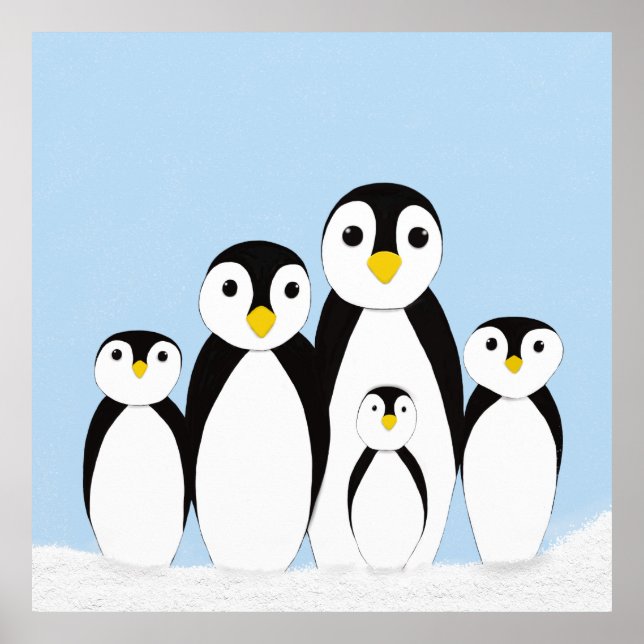 Poster Famille Pingouin mignonne (Devant)