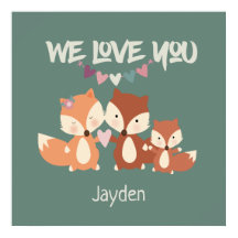 Famille Renard Personnalisé On vous aime