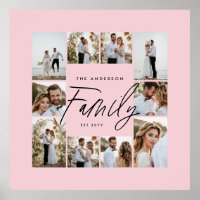Famille rose élégant moderne minimaliste collage p