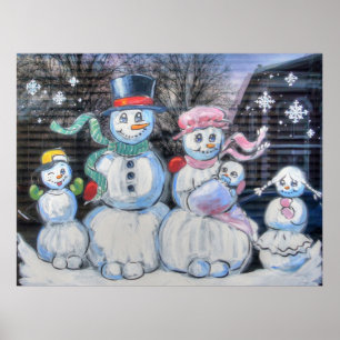 Poster Famille Snowman