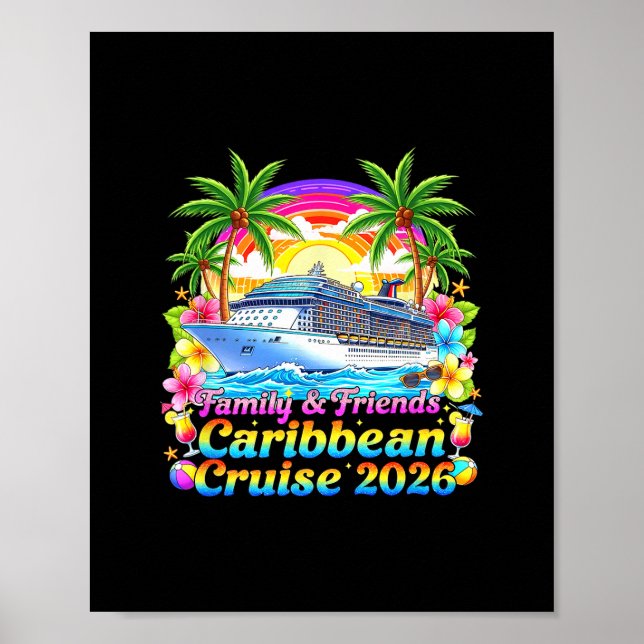 Poster Family And Friends Caribbean Cruise 2026 Tee Beach (Devant)