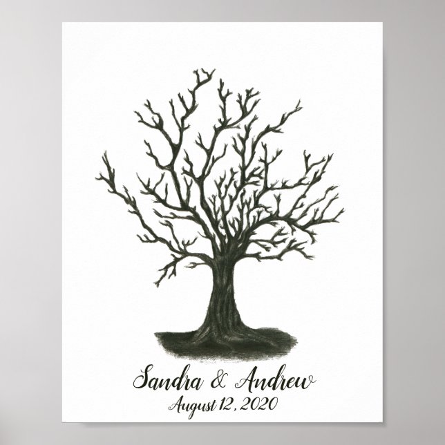Poster Family Fingerprint Tree Livre d'invités (Devant)