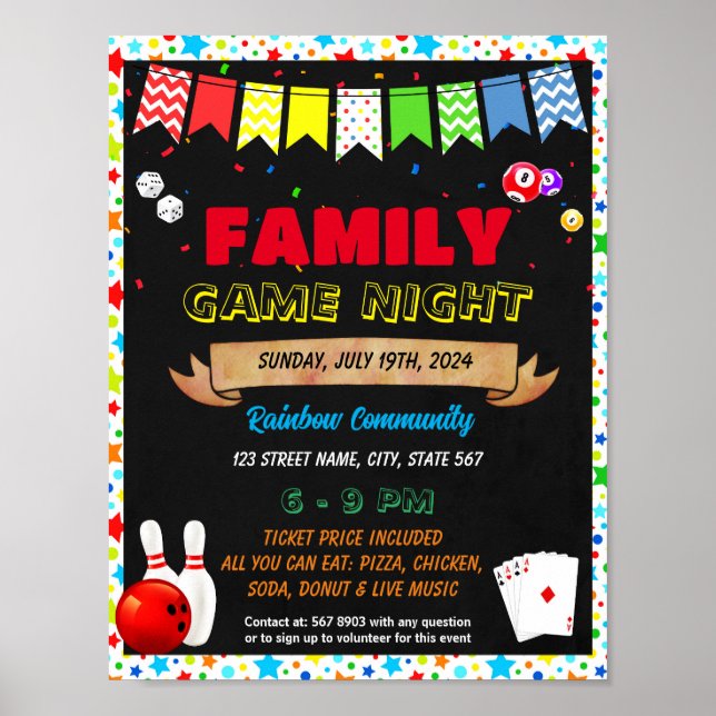 Poster Family Game Night événement modèle (Devant)