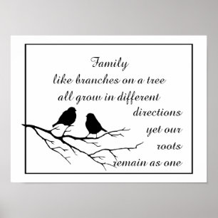 Poster Family like branches on a tree Saying with Birds