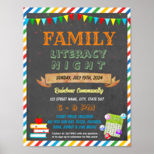 Poster Family Literacy Bingo Night événement modèle