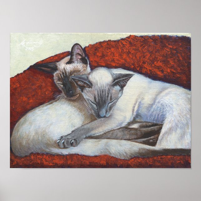 Poster "Family Nap" de Simaese Cat Art (Devant)