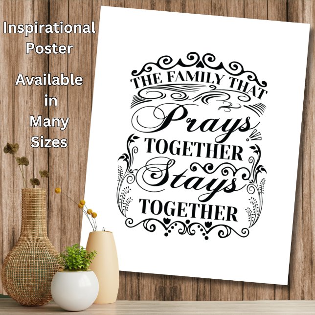 Poster Family Prays Together Stays Bible Saying (Créateur téléchargé)