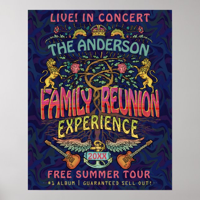 Poster Family Reunion Band Retro les années 70 Concert Bi (Devant)