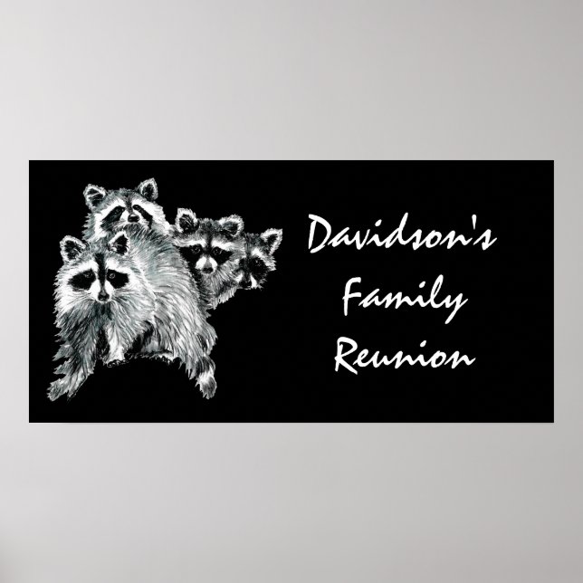 Poster Family Reunion Custom Fundy Sign Cute Raccoon (Devant)