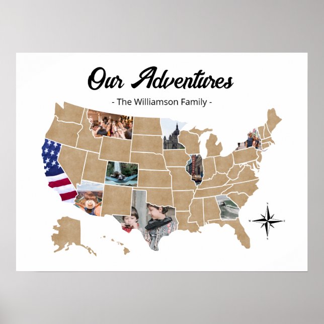 Poster Family Travel Adventures USA Photo Collage (Devant)