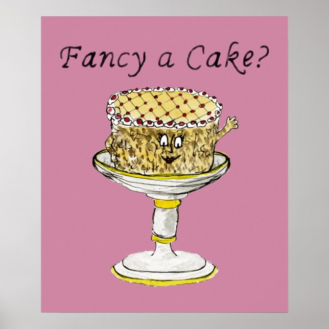 Poster Fancy A Cake Drôle Quirky Fraise Cheesecake (Devant)