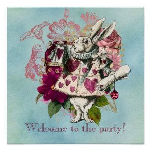 Poster Fancy Wonderland White Rabbit Party