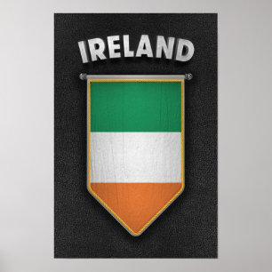 Poster Fanion de l'Irlande avec simili cuir de haute