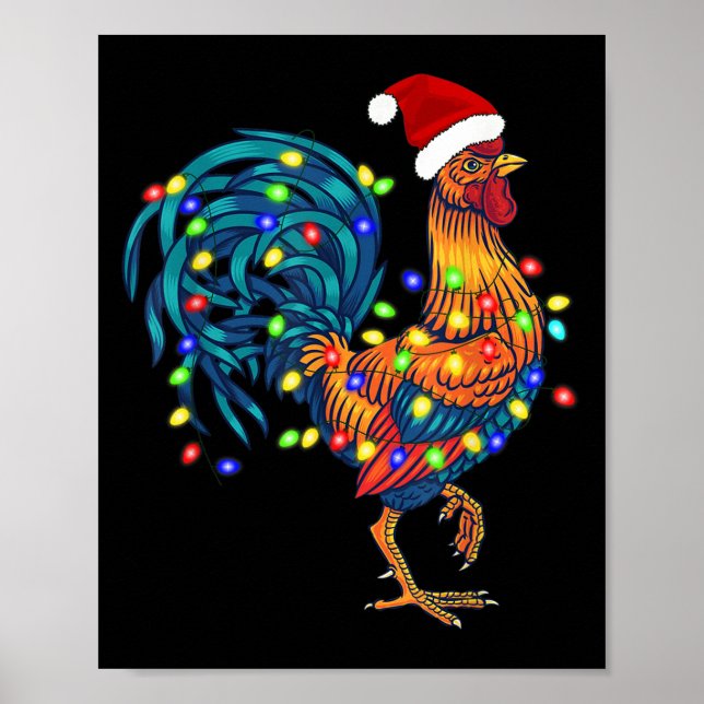 Poster Fantaisie de poulet rôti feux de Noël Pyjama Farm (Devant)