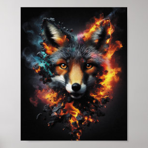 Poster Fantaisie de renard ardent Feu Esprit Illustration