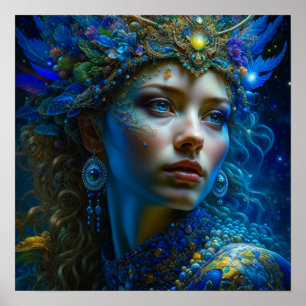 Poster Fantaisie éthérée Art Princesse Guerrière Mystique