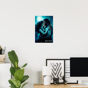 Poster Fantaisie Romantique des Amants sous la Lune Mysti