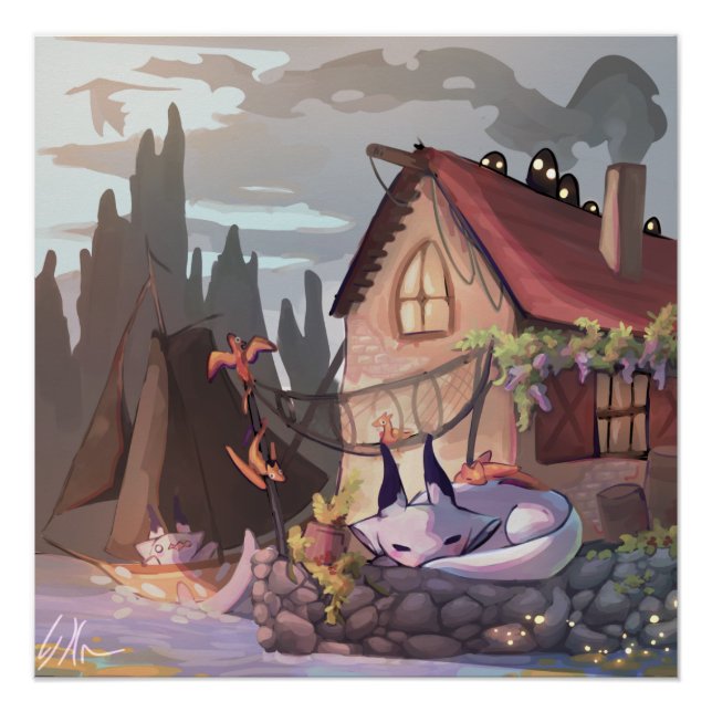 Poster Fantasie, fantasy dragon (Devant)