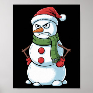 Poster Fantastique Noël Snowman En Colère Avec Chapeau De