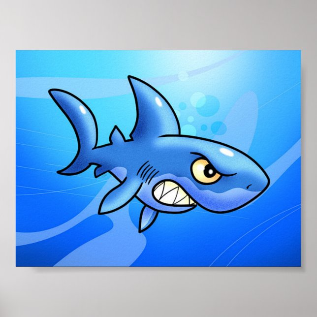 Poster Fantastique requin caricature (Devant)