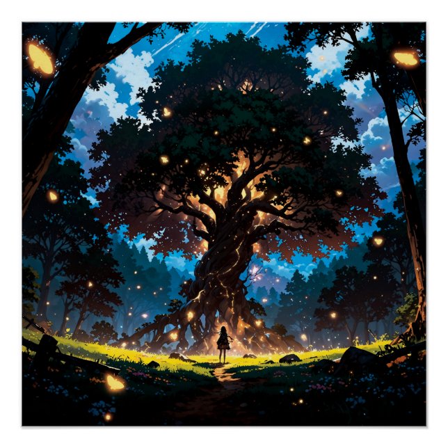 Poster Fantasy anime style forest (Devant)