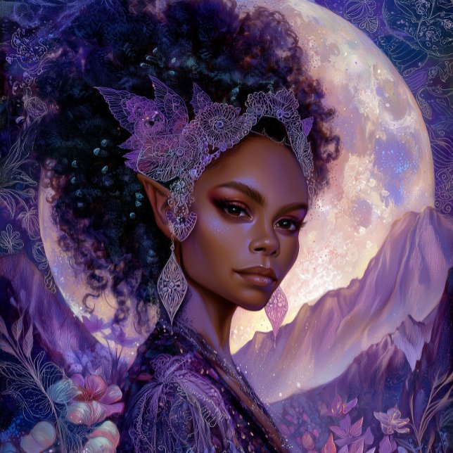 Poster  Fantasy Art African American Moon Elf Goddess (Créateur téléchargé)