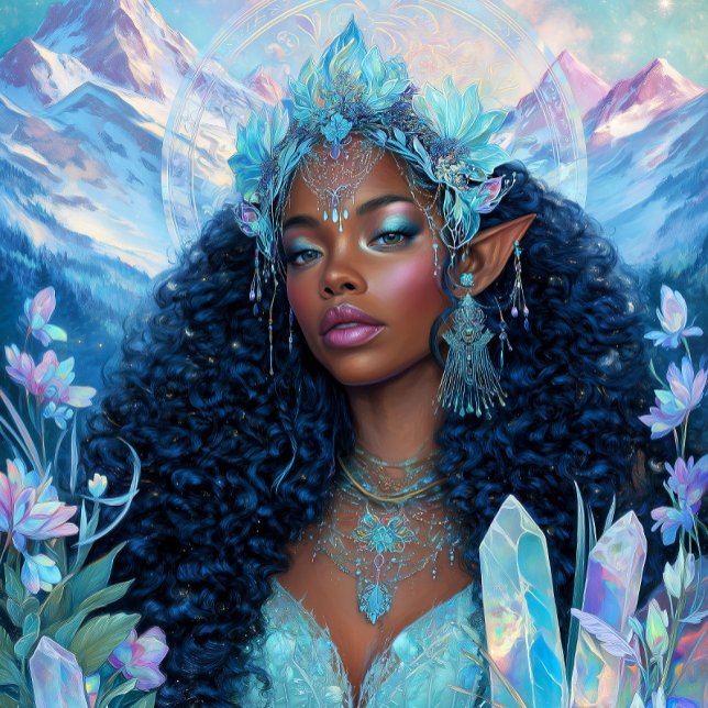 Poster  Fantasy Art Black Girl Black Queen Elf Goddess (Créateur téléchargé)