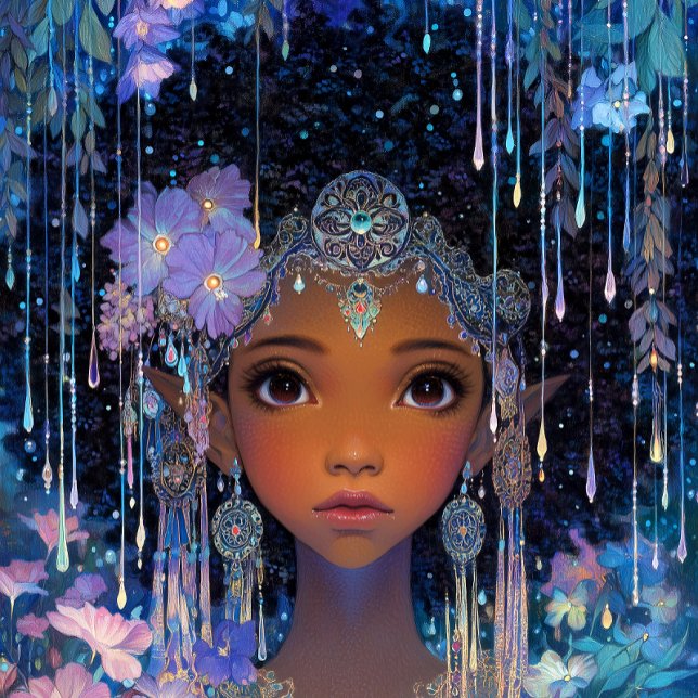 Poster  Fantasy Art Black Girl Black Queen Elf Goddess (Créateur téléchargé)