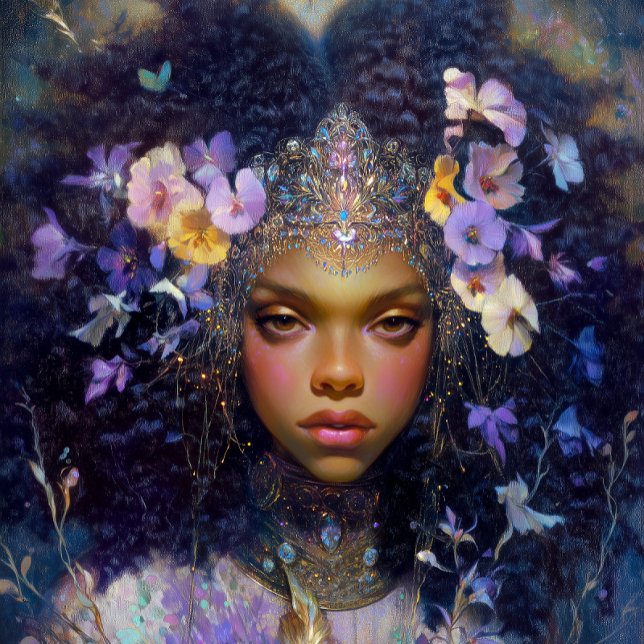 Poster Fantasy Art Black Girl Black Queen Goddess (Créateur téléchargé)