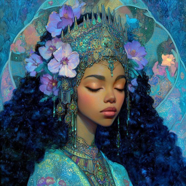 Poster Fantasy Art Black Girl Black Queen Goddess (Créateur téléchargé)