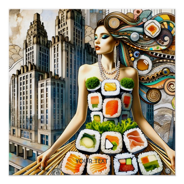 Poster Fantasy Cute Abstract Sushi Dress (Devant)