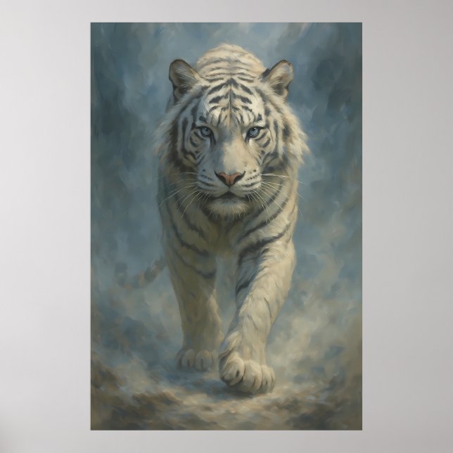 Poster Fantasy White Tiger – Mystic Aura Series | ManJian (Devant)