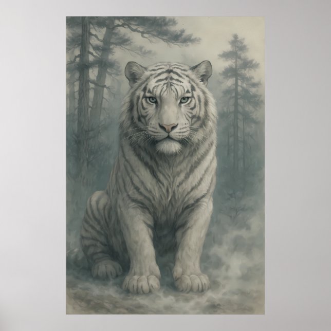 Poster Fantasy White Tiger – Mystic Aura Series | ManJian (Devant)