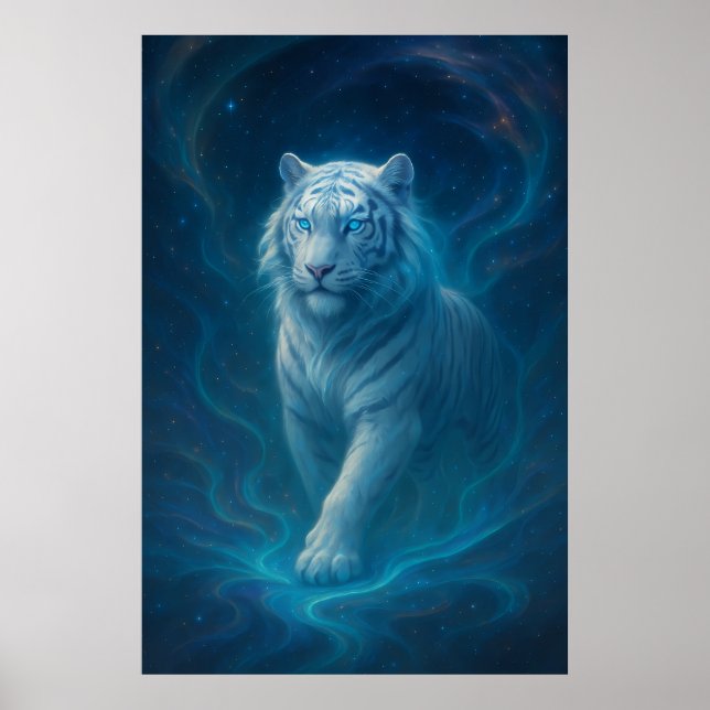Poster Fantasy White Tiger – Mystic Aura Series | ManJian (Devant)