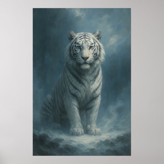 Poster Fantasy White Tiger – Mystic Aura Series | ManJian (Devant)