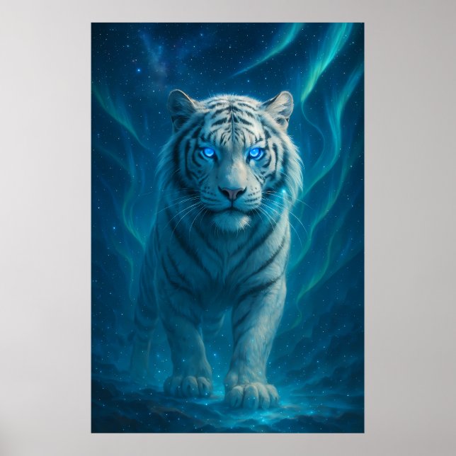 Poster Fantasy White Tiger – Mystic Aura Series | ManJian (Devant)