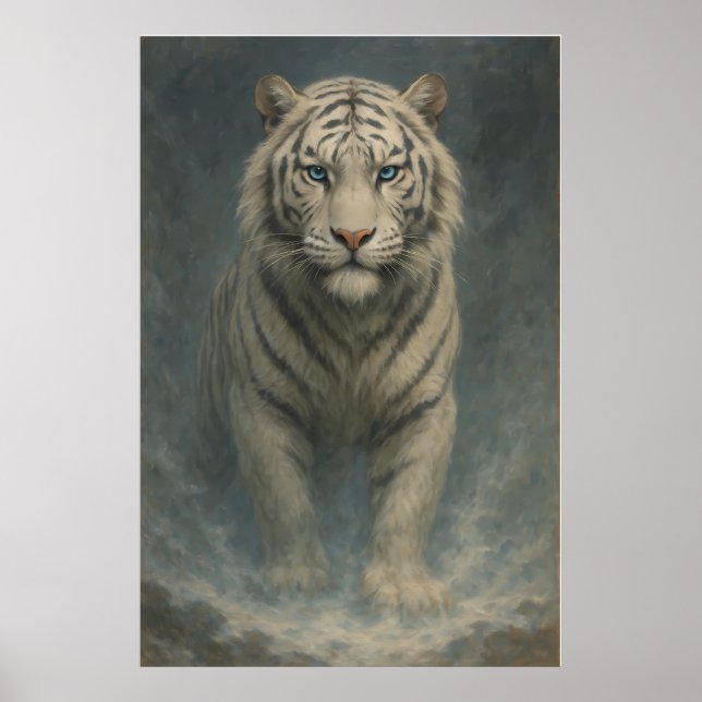 Poster Fantasy White Tiger – Mystic Aura Series | ManJian (Devant)