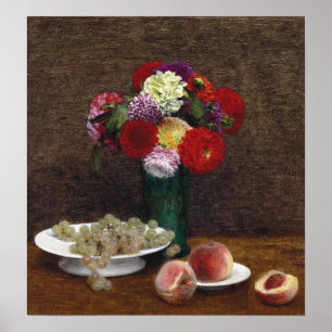 Poster Fantin-Latour - Grapes And Peaches Dahlias