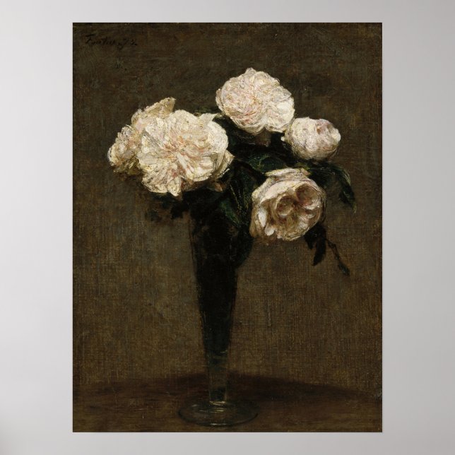 Poster Fantin-Latour - Roses Dans Un Vase (Devant)