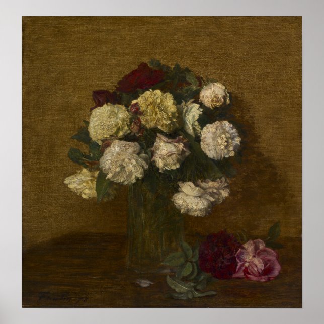Poster Fantin-Latour - Roses Dans Un Vase (Devant)