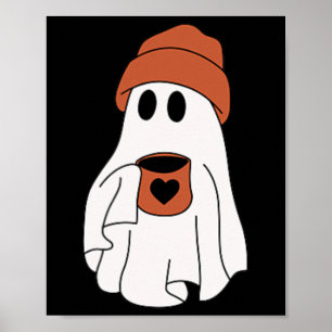 Poster Fantôme Boire Café Drôle Costume Halloween Coff