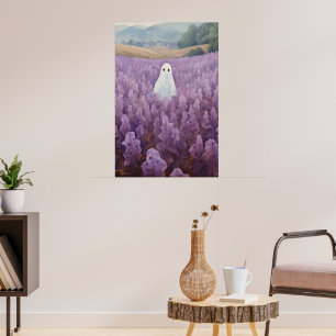 Poster Fantôme Dans Le Champ Floral Violet