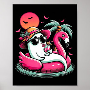 Poster Fantôme dans un flotteur de sauvetage Flamant Rose