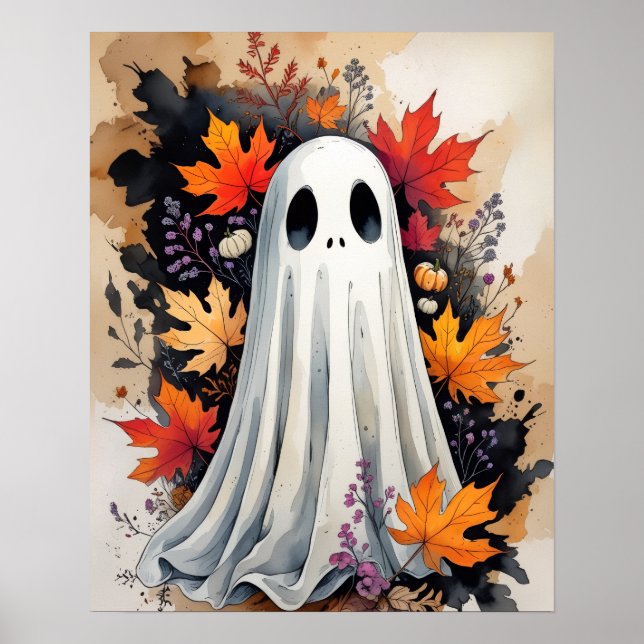 Poster Fantôme d'automne - Cosy Halloween & Automne Poste (Devant)