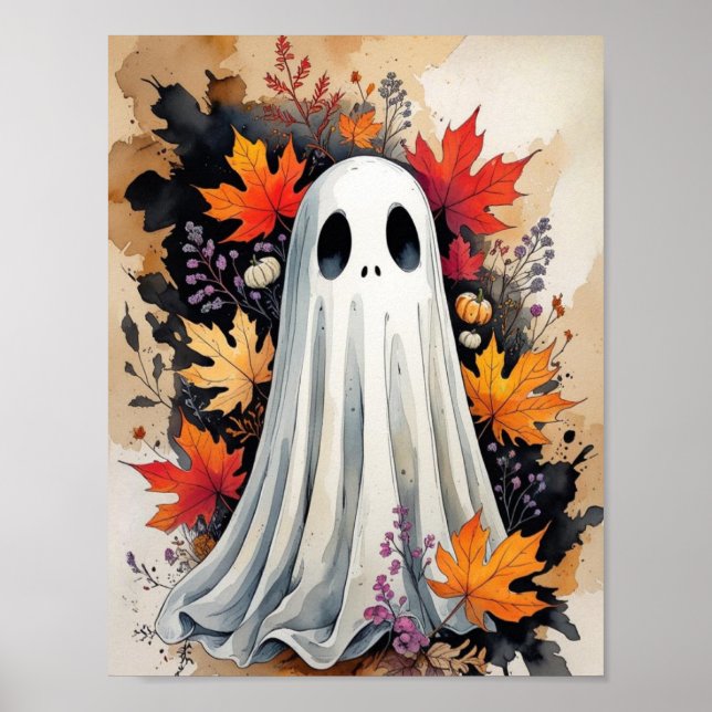 Poster Fantôme d'automne - Cosy Halloween & Automne Poste (Devant)