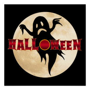 Poster Fantôme de la Lune d'Halloween