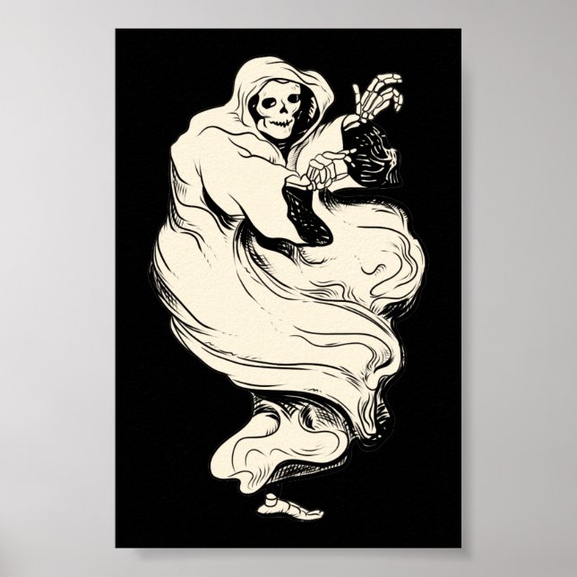 Poster Fantôme de squelette vintage (Devant)